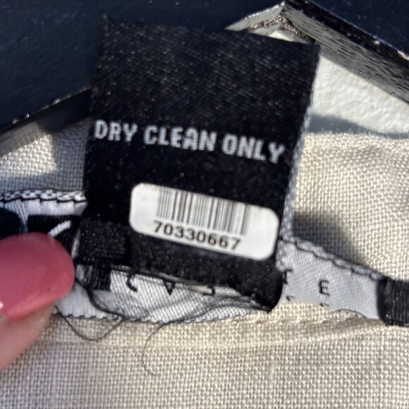 Vintage Carole Little XL Linen Sleeveless Button Front Blouse Black Embroidery - Picture 8 of 9